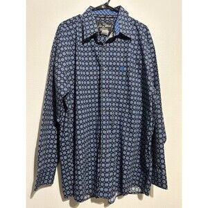 Wrangler George Strait Mens Long Sleeve Button Down Shirt XXL Geometric Blue